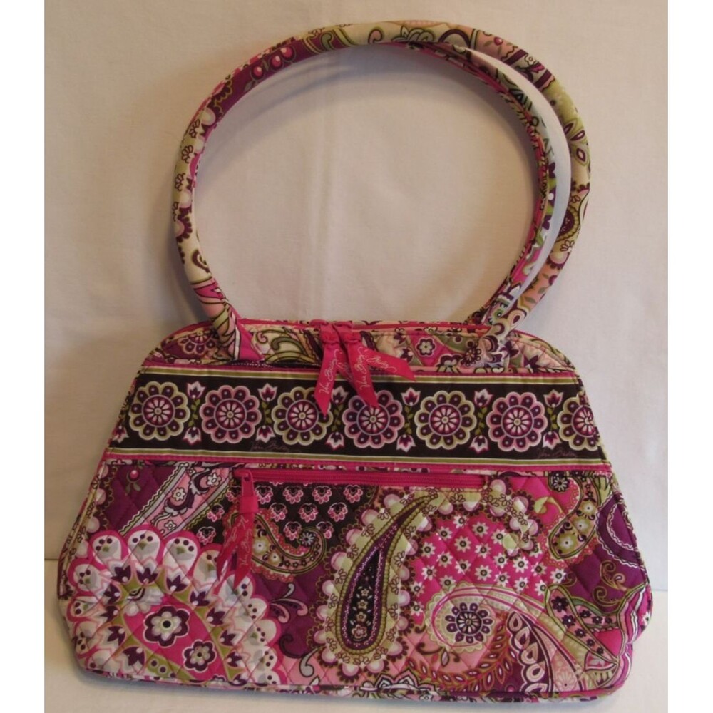 Vera Bradley Very Berry Paisley Large Quilted Bowler Bag/Purse/Tote Retired